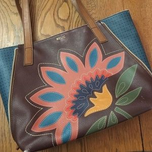 Relic Flower Leather Tote Handbag